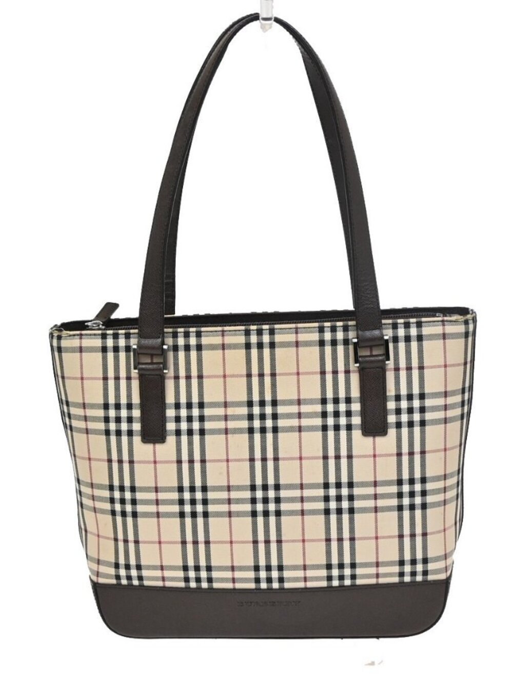 BURBERRY Nova Check Pattern Shoulder Bag Canvas Leather Brown Beige SHW 65KD026